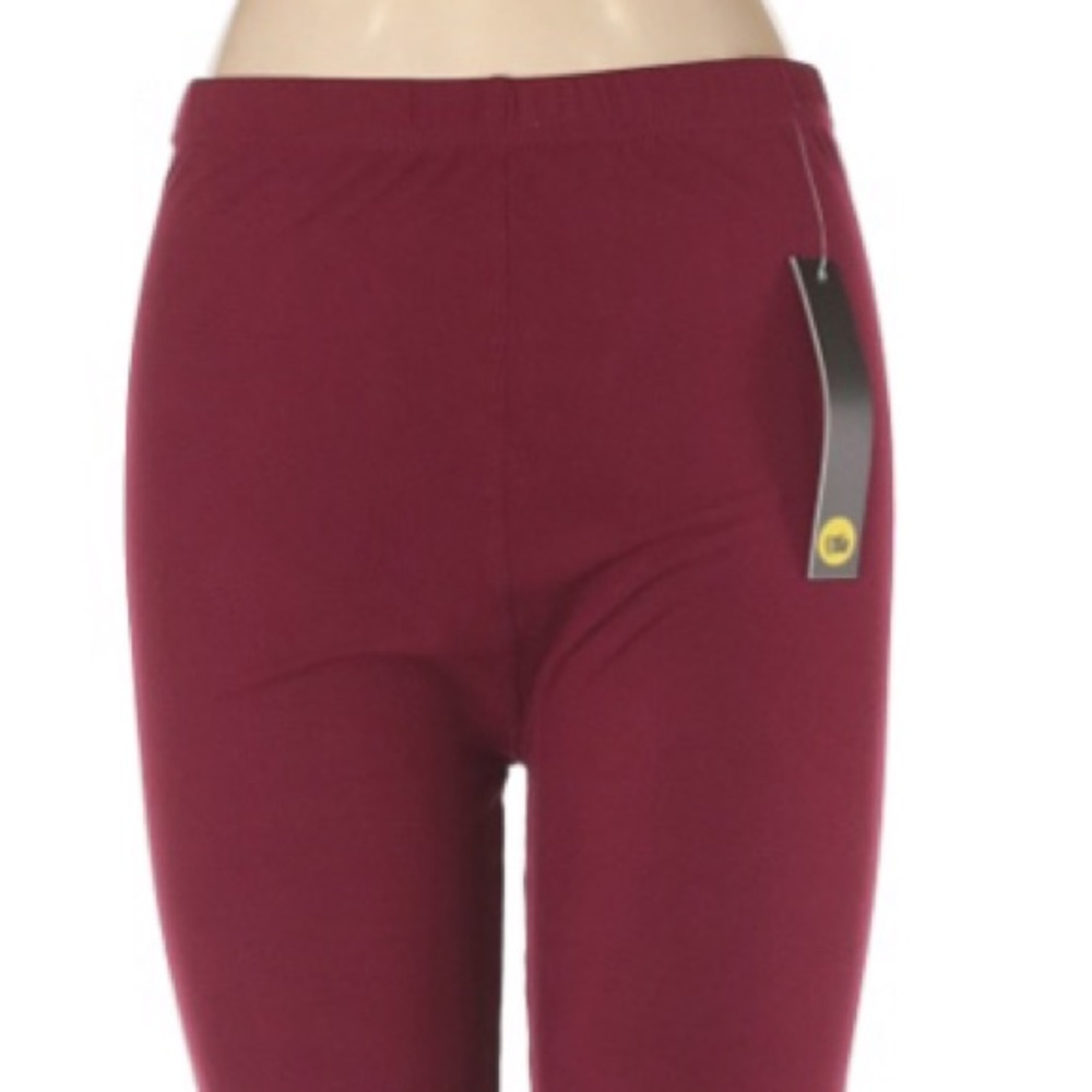 NWT New Mix Burgundy Plus Size Buttery Soft Basic leggings One Size - Picture 6 of 13